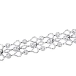 Pulsera ancha Art Decó de oro blanco con diamantes