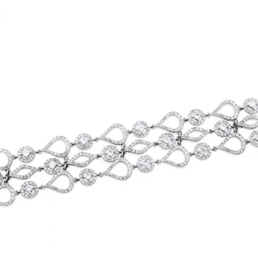 Pulsera ancha Art Decó de oro blanco con diamantes