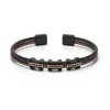 Pulsera Baraka Acero, Oro Rosa, PVD y Brillantes