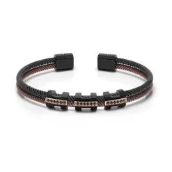 Pulsera Baraka Acero, Oro Rosa, PVD y Brillantes