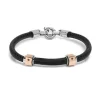 Pulsera Baraka Caucho, Acero, Oro Rosa y Brillantes