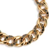 Pulsera barbada "Link" de oro rosa con diamantes negros