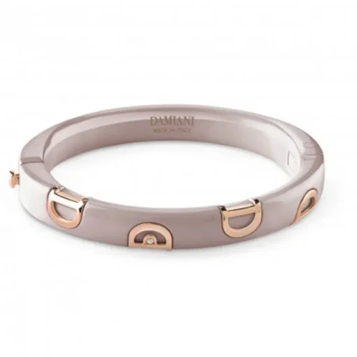 Pulsera Damiani D.Icon de cerámica capuchino, oro rosa y diamante