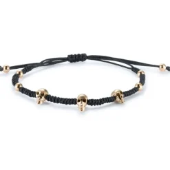 Pulsera de cordón con calaveras de oro rosa