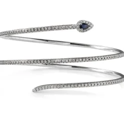 Pulsera de muelle 3 vueltas de oro blanco con diamantes y diamante negro