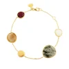 Pulsera de oro amarillo mate con cuarzos de colores