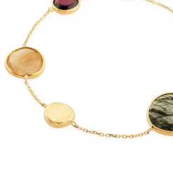 Pulsera de oro amarillo mate con cuarzos de colores