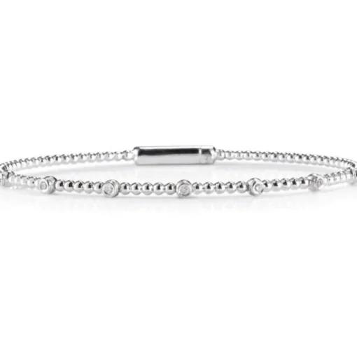 Pulsera rígida "Bubbles" de oro blanco con diamantes en chatón