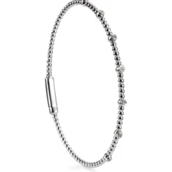 Pulsera rígida "Bubbles" de oro blanco con diamantes en chatón