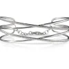 Pulsera rígida cruzada de oro blanco y diamantes