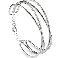 Pulsera rígida cruzada de oro blanco y diamantes