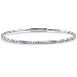 Pulsera rígida de oro blanco con diamantes en garra 0.38 quilates