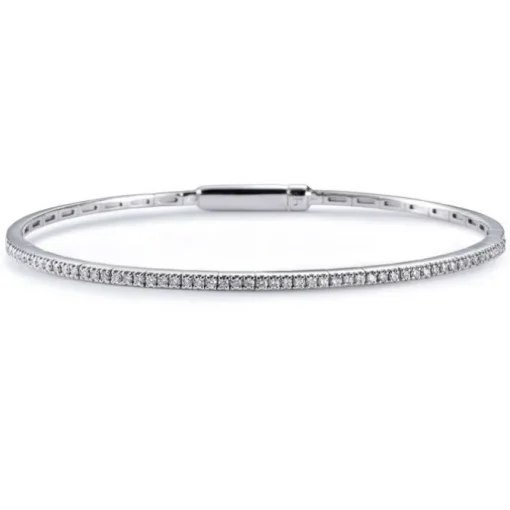 Pulsera rígida de oro blanco con diamantes en garra 0.38 quilates