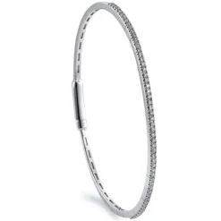 Pulsera rígida de oro blanco con diamantes en garra 0.38 quilates
