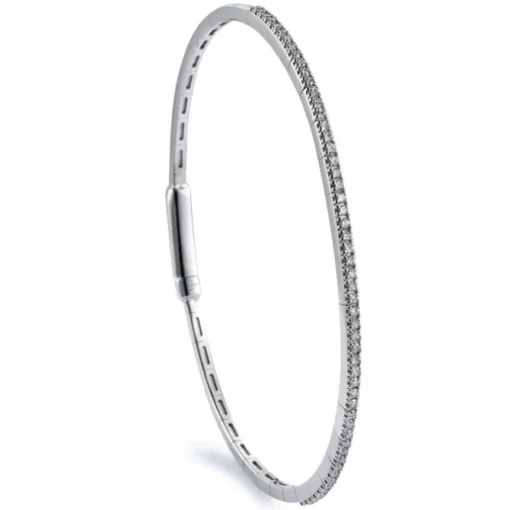 Pulsera rígida de oro blanco con diamantes en garra 0.38 quilates