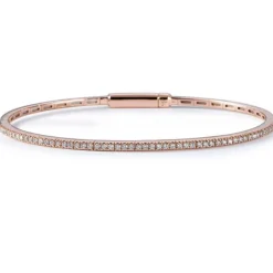 Pulsera rígida de oro rosa con diamantes en garra 0.33 quilates