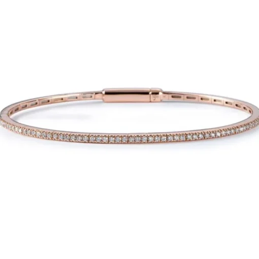 Pulsera rígida de oro rosa con diamantes en garra 0.33 quilates