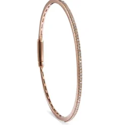 Pulsera rígida de oro rosa con diamantes en garra 0.33 quilates