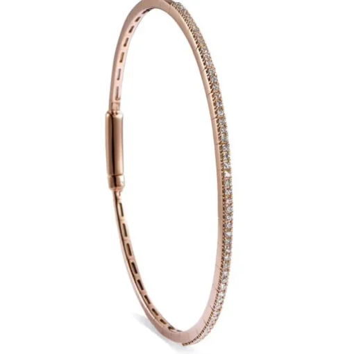 Pulsera rígida de oro rosa con diamantes en garra 0.33 quilates