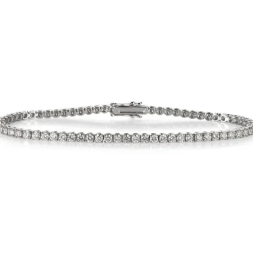 Pulsera Riviere de oro blanco con diamantes talla brillante en garra