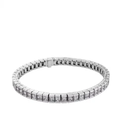 Pulsera Riviere de oro blanco con diamantes talla princesa de 10.05 quilates