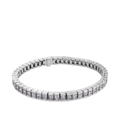 Pulsera Riviere de oro blanco con diamantes talla princesa de 10.05 quilates