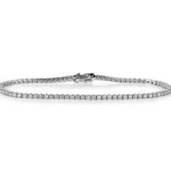 Pulsera Riviere de oro blanco con diamantes talla brillante en garra