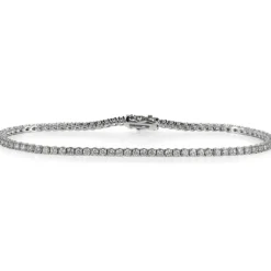 Pulsera Riviere de oro blanco con diamantes talla brillante en garra