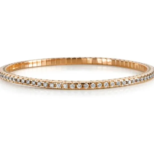 Pulsera Riviere extensible de oro rosa con diamantes talla brillante