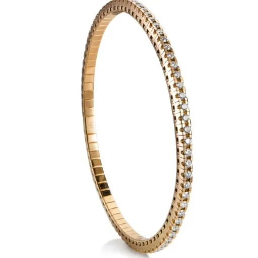 Pulsera Riviere extensible de oro rosa con diamantes talla brillante