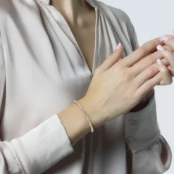 Pulsera Riviere extensible de oro rosa con diamantes talla brillante