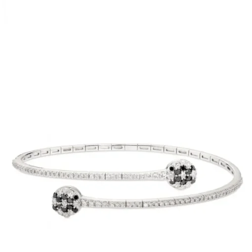 Pulsera "Tu y Yo" de oro blanco con diamantes blancos y negros