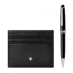Set con bolígrafo platinado Meisterstück Classique y portatarjetas de bolsillo Meisterstück 6 tarjetas