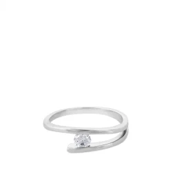 Solitario "Alice" de oro blanco con diamante talla brillante de 0.16 quilates