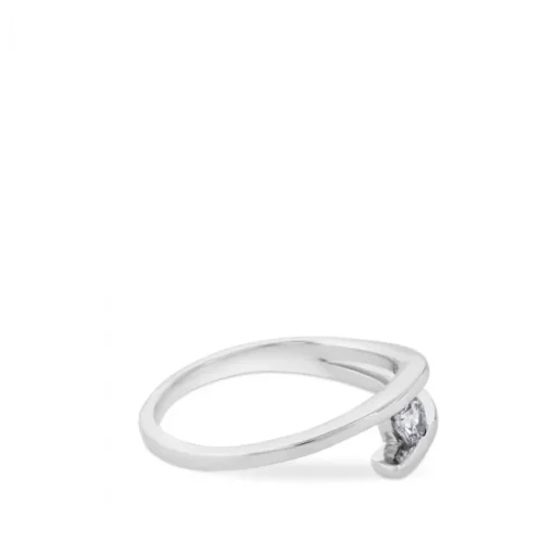 Solitario "Alice" de oro blanco con diamante talla brillante de 0.23 quilates
