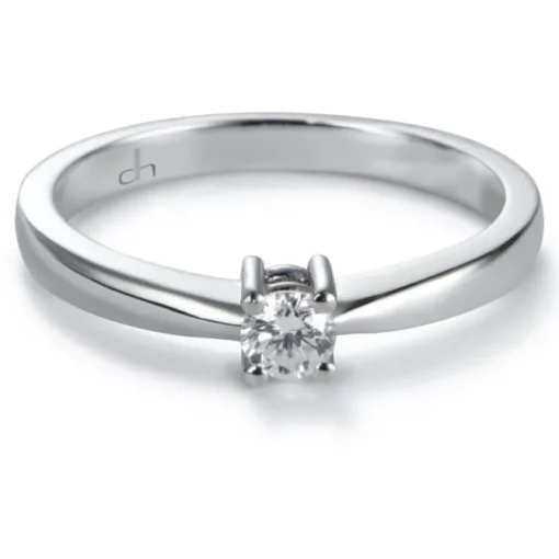 Solitario "Annabella" de oro blanco con diamante talla brillante 0.13 quilates