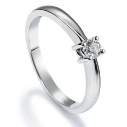 Solitario "Annabella" de oro blanco con diamante talla brillante 0.13 quilates