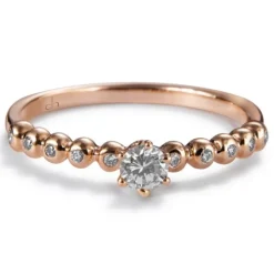 Solitario "Bubbles" de oro rosa con diamantes