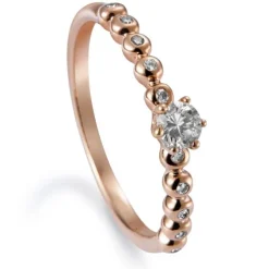Solitario "Bubbles" de oro rosa con diamantes