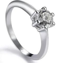 Solitario "Daniela" de oro blanco con diamante talla brillante 0.74 quilates