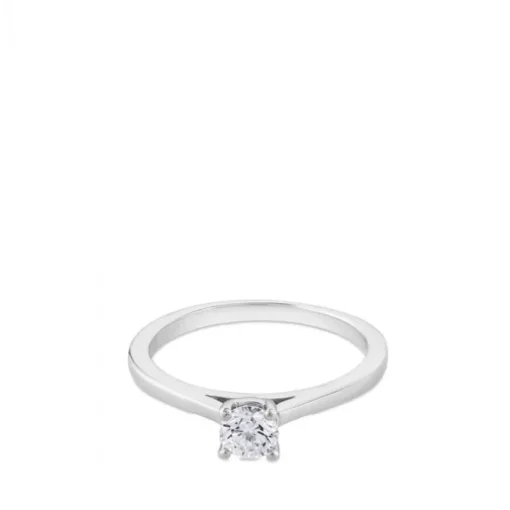 Solitario de oro blanco con diamante talla brillante 0.21 quilates