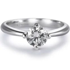 Solitario "Diana" de oro blanco con diamante talla brillante 4 garras