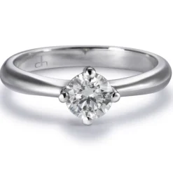 Solitario "Diana" de oro blanco con diamante talla brillante 0.51 quilates