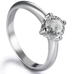 Solitario "Diana" de oro blanco con diamante talla brillante 4 garras