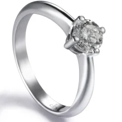 Solitario "Diana" de oro blanco con diamante talla brillante 0.51 quilates