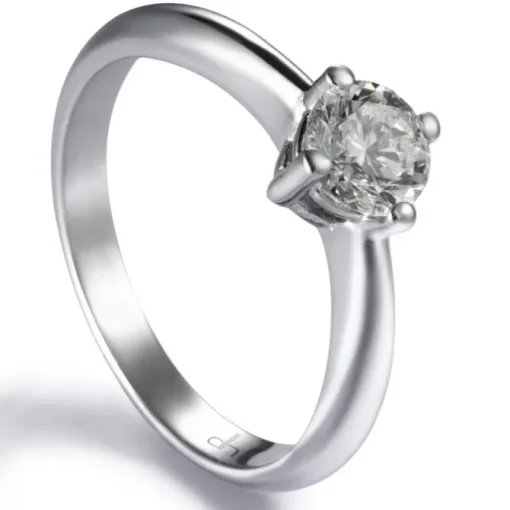 Solitario "Diana" de oro blanco con diamante talla brillante 0.51 quilates
