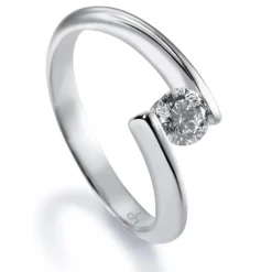 Solitario "Encuentro" de oro blanco con diamante talla brillante 0.31 quilates