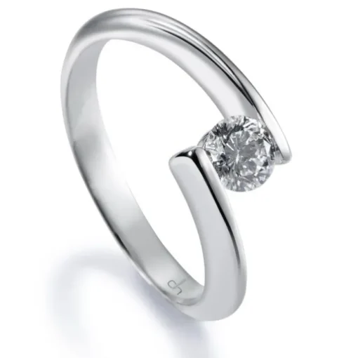 Solitario "Encuentro" de oro blanco con diamante talla brillante 0.31 quilates