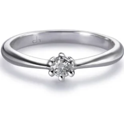 Solitario "Ginebra" de oro blanco con diamante talla brillante 0.07 quilates