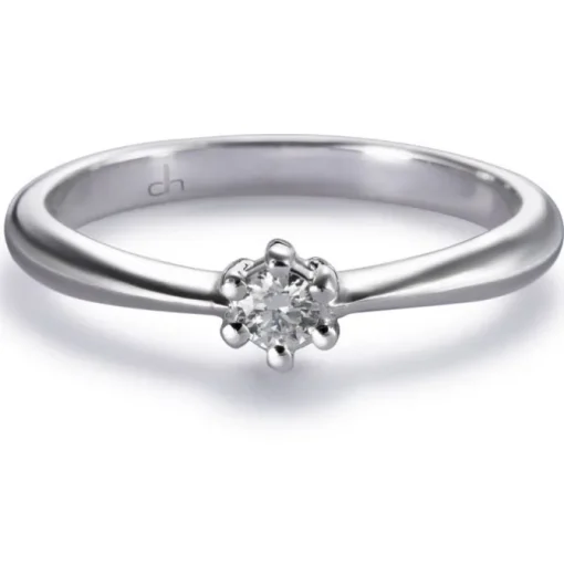 Solitario "Ginebra" de oro blanco con diamante talla brillante 0.07 quilates